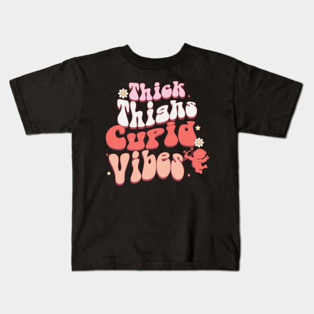 Thick Thighs Cupid vibes Kids T-Shirt by MZeeDesigns